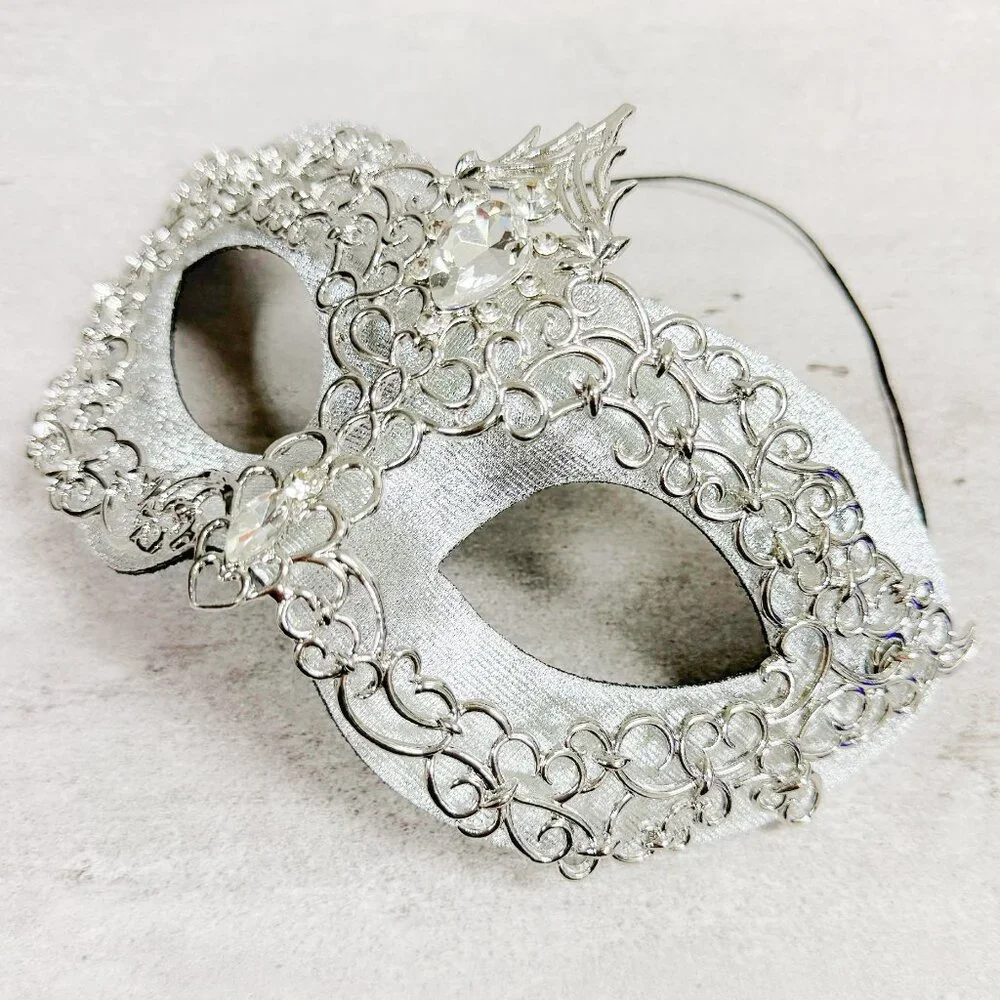 2 in 1 silver mask, Masquerade party wedding, silver masquerade mask, Party mask